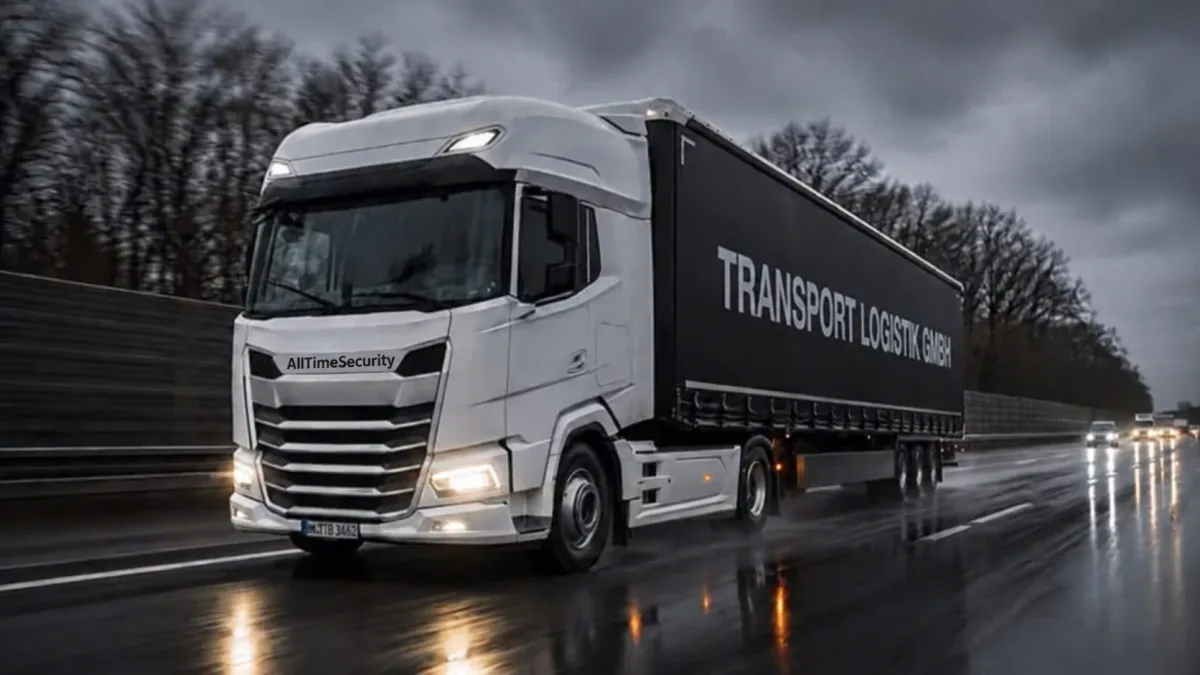 Sattelzug auf der Autobahn, Logistikdienstleistungen der All Time Security